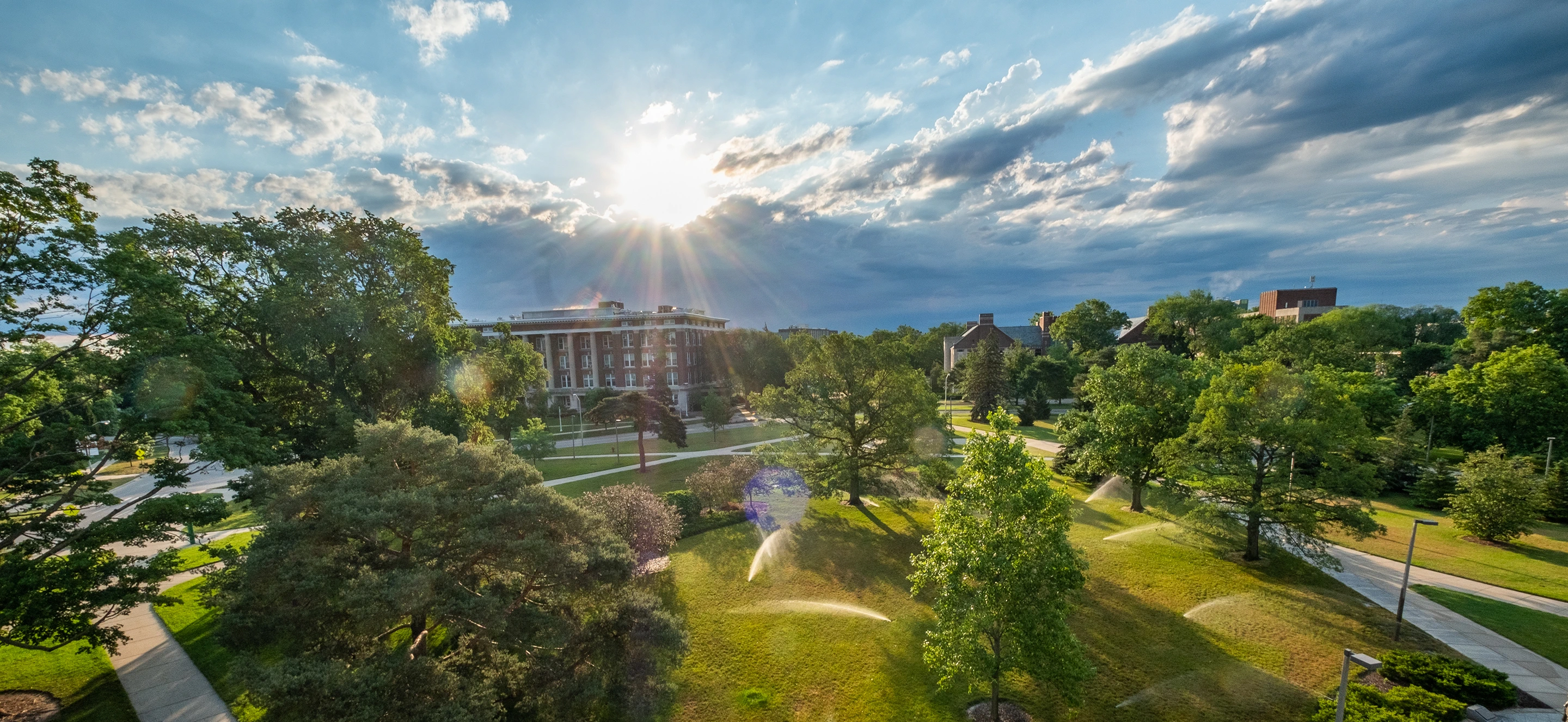 sunrise over campus